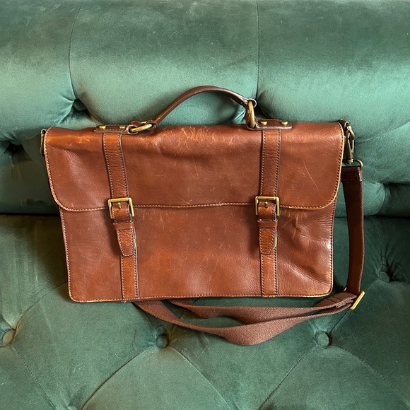 Fossil Leather Messenger Bag - Picture 1 of 5